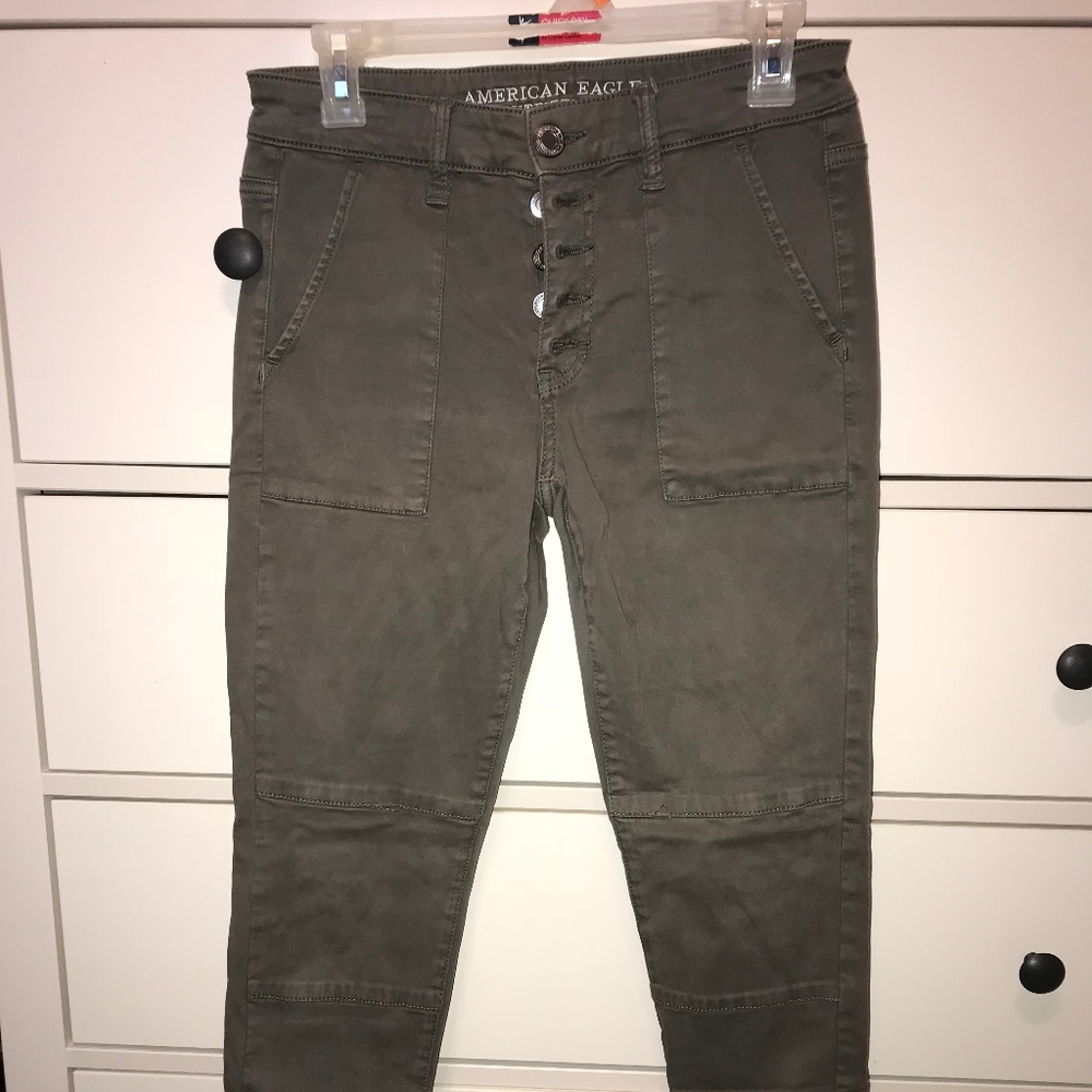 American Eagle Army Green Skinny Jeans
